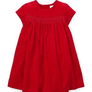 Christmas Ready! RL Red Corduroy Smocked Dress